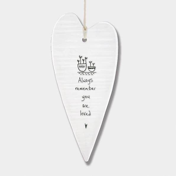 East Of India Always Remember Elegant Porcelain Heart White