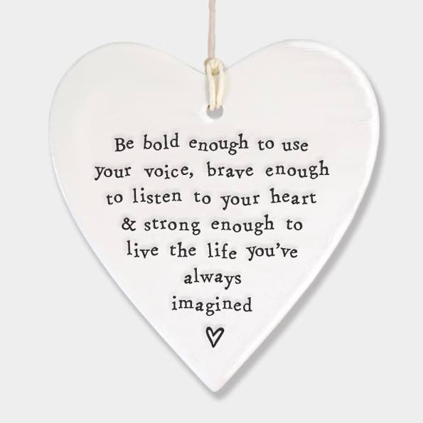 East Of India Be Bold Porcelain Heart White