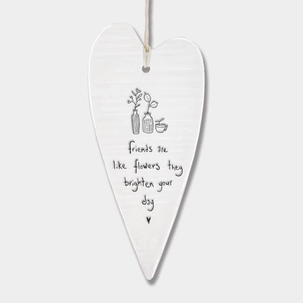 East Of India Flowers Brighten Elegant Porcelain Heart White