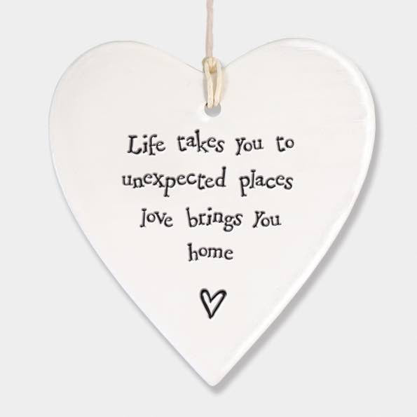 East Of India Life Takes You Porcelain Heart White