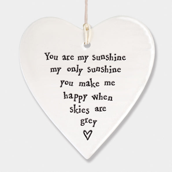 East Of India My Sunshine Porcelain Heart White