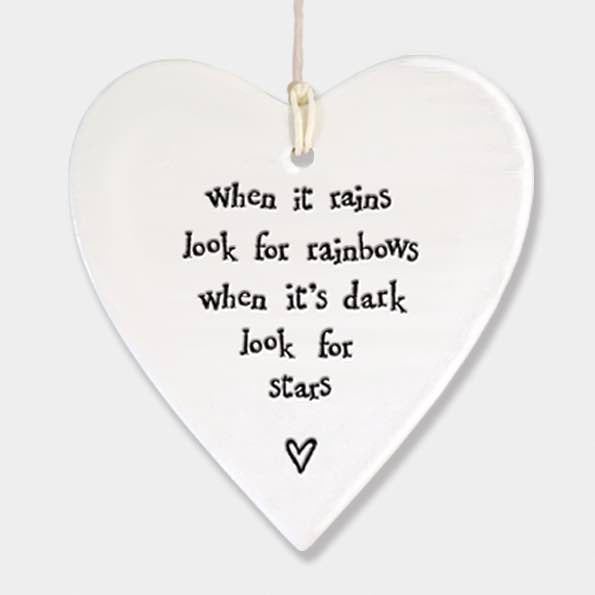 East Of India When it Rains Porcelain Heart White