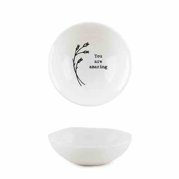 East of India 'Amazing' Small Porcelain Bowl White
