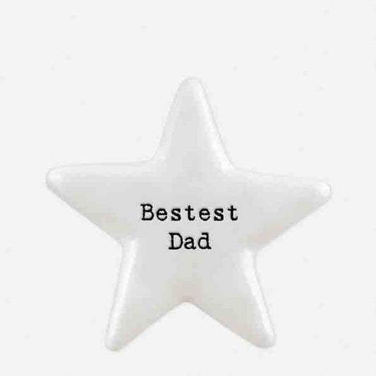 East of India 'Bestest Dad' Porcelain Star Token White