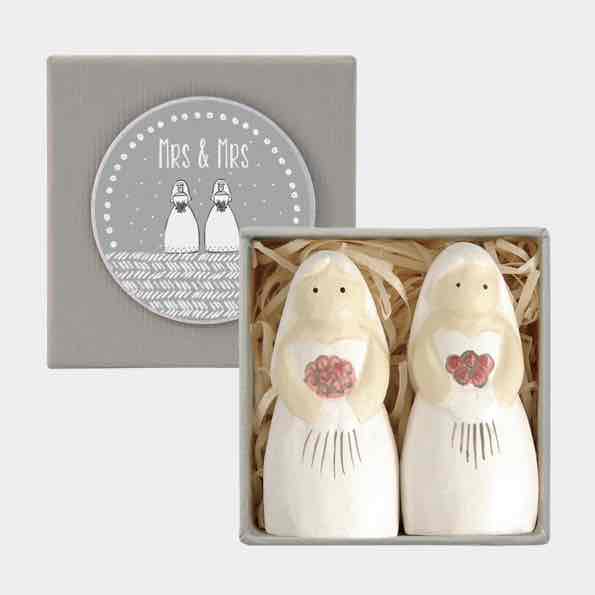 East of India Bride and Bride Hand Carved Figures White