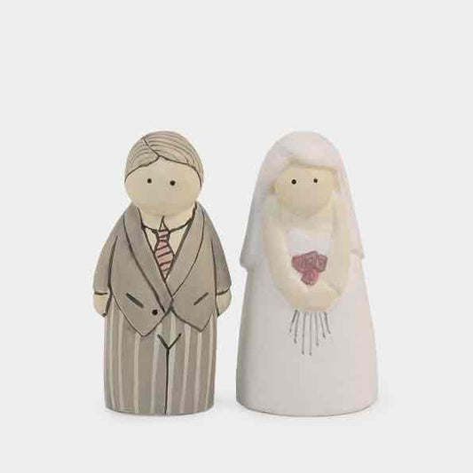 East of India Bride and Groom Hand Carved Figures Unboxed