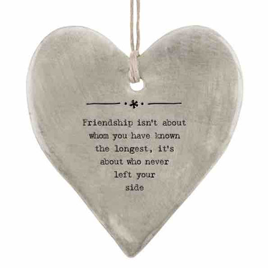 East of India 'Friendship’ Rustic Hanging Heart White