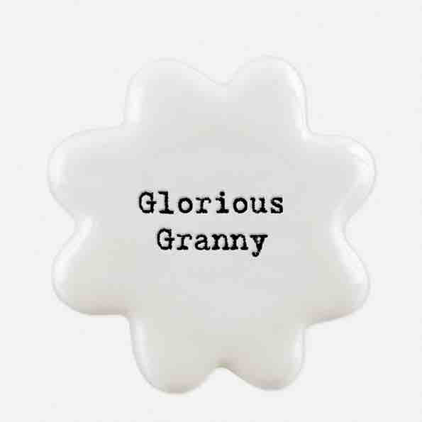 East of India 'Glorious Granny' Porcelain Flower Token White