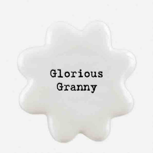 East of India 'Glorious Granny' Porcelain Flower Token White