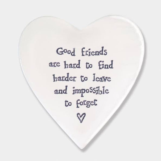 East of India Good Friends Porcelain Heart Coaster 2