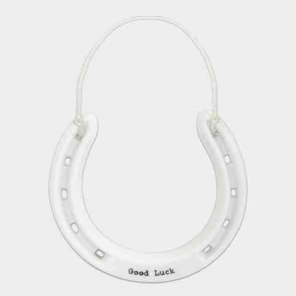 East of India Good Luck Porcelain Horseshoe White