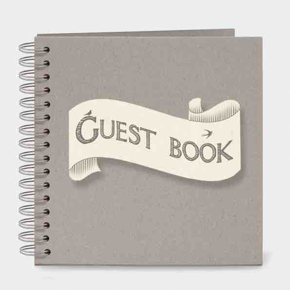 East of India Guest Book Ribbon Book White