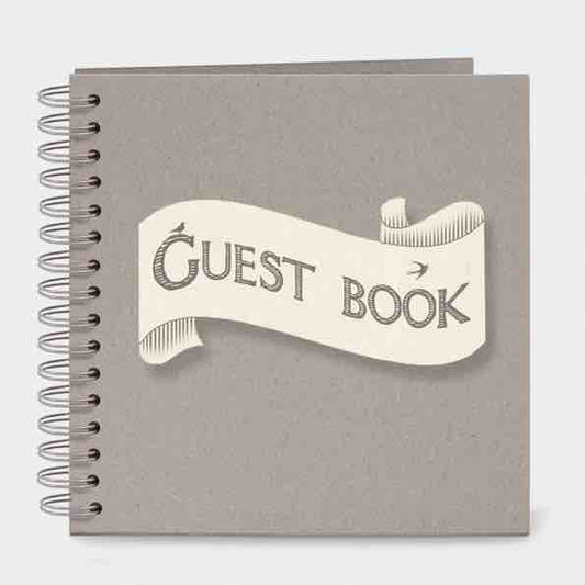 East of India Guest Book Ribbon Book White