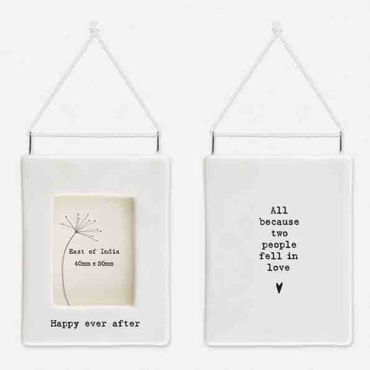 East of India 'Happy Ever After' Porcelain Hanging Frame White