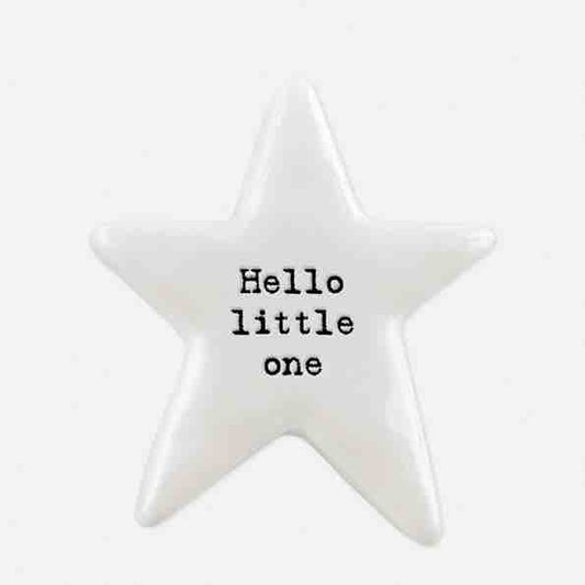 East of India 'Hello Little One' Porcelain Star Token