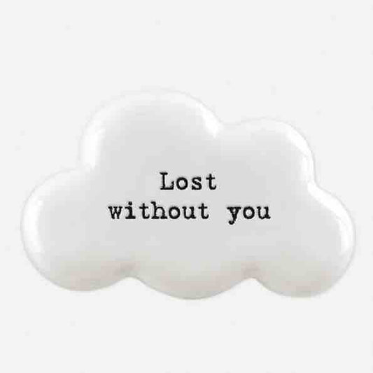 East of India 'Lost Without You' Porcelain Cloud Token White