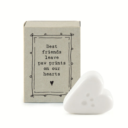 East of India Match Box - Paw Prints White