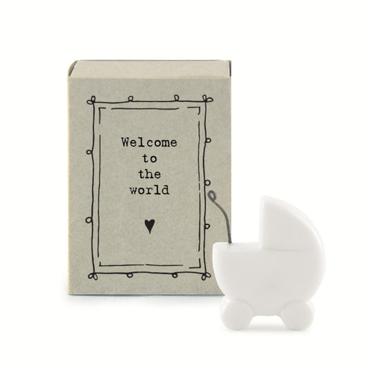 East of India Match Box - Welcome To The World White
