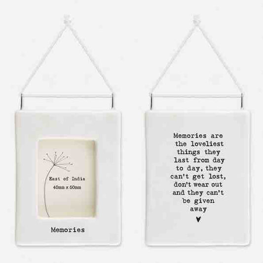 East of India 'Memories' Porcelain Hanging Frame White