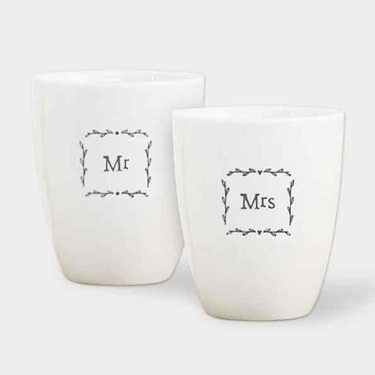 East of India Mr and Mrs Porcelain Egg Cup Set White