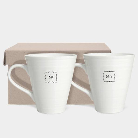 East of India Mr and Mrs Porcelain Mug Set Box