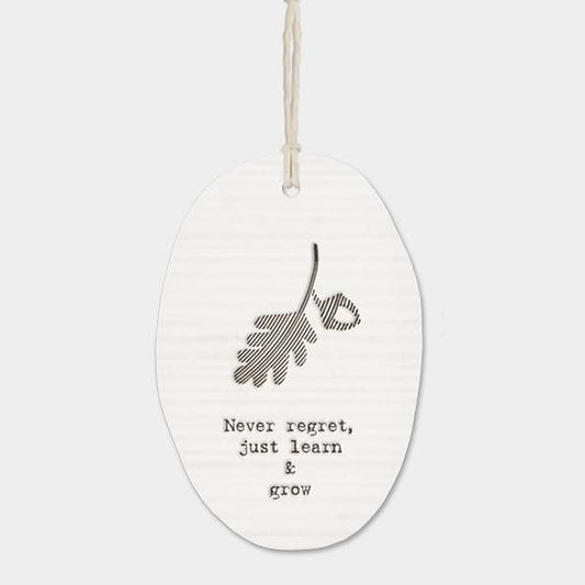 East of India Never Regret Porcelain Oval White