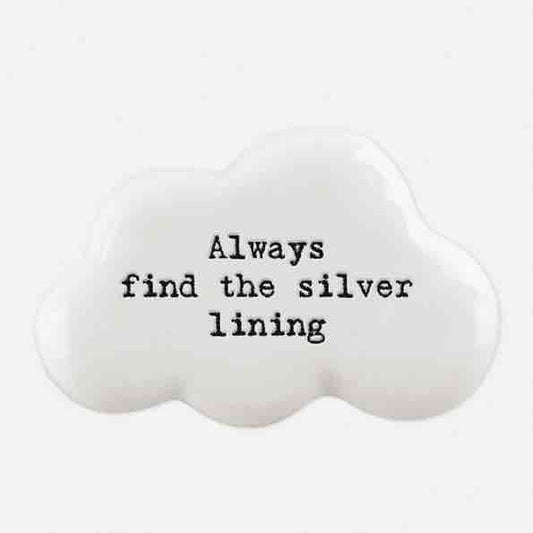 East of India 'Silver Lining' Porcelain Cloud Token
