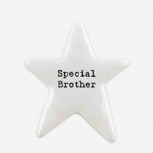 East of India 'Special Brother' Porcelain Star Token White