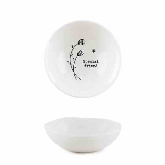 East of India 'Special Friend' Small Porcelain Bowl