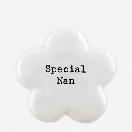 East of India 'Special Nan' Porcelain Flower Token White