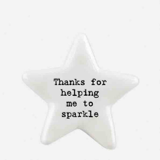 East of India 'Thanks For Helping Me' Porcelain Star Token