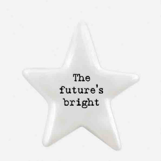 East of India 'The Future's Bright' Porcelain Star Token White
