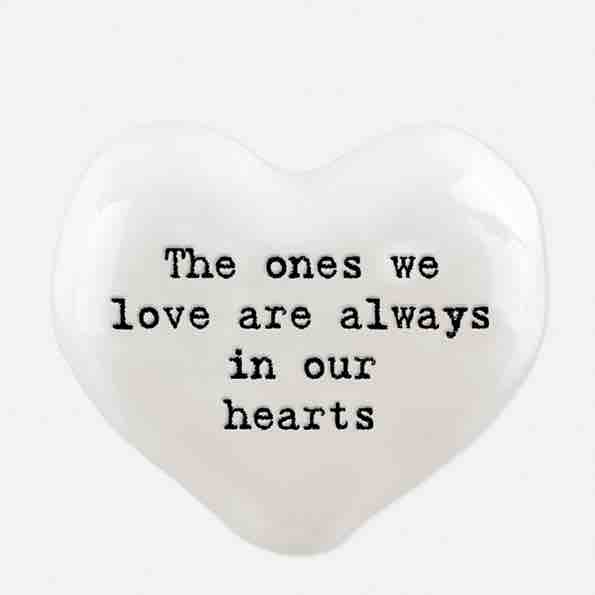 East of India 'The Ones We Love' Porcelain Heart Token White