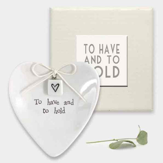 East of India To Have and To Hold Porcelain Ring Dish White