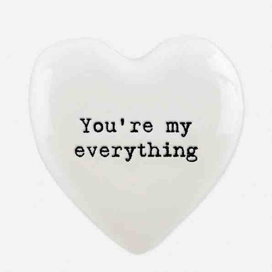 East of India 'You're My Everything' Porcelain Heart Token White