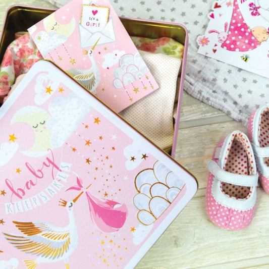 Large Keepsake Tin ? Baby Girl Keepsakes-1802