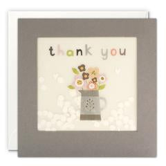 Thank you flower jug grey paper shakies card