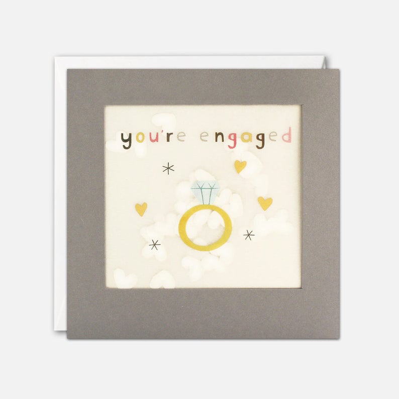 You're Engaged Grey Paper Shakies Card