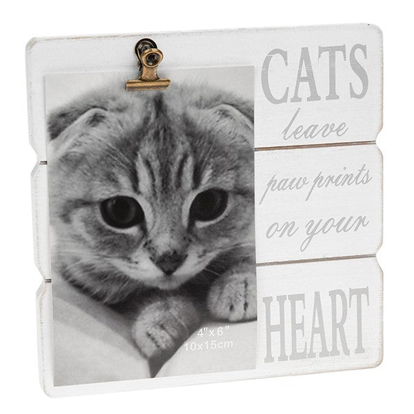 White Message Clip Photo Frame Cat