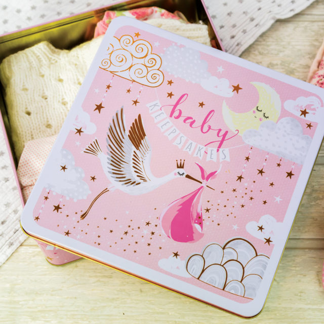 Baby Girl Keepsake Storage Tin