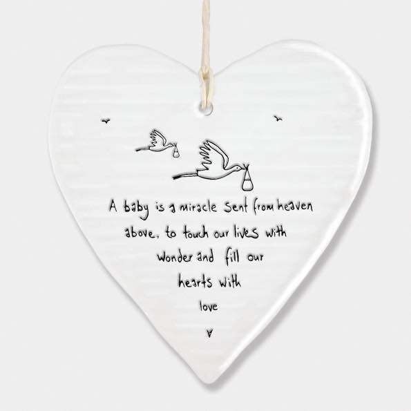 East Of India Baby Miracle Porcelain Heart White