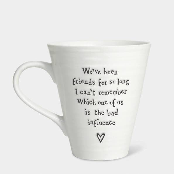 East Of India Bad Influence Porcelain Mug White