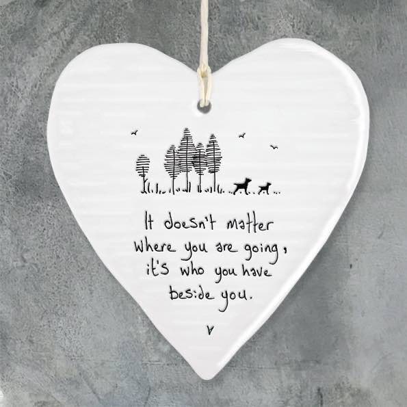 East Of India Beside You Porcelain Heart
