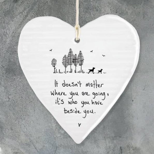 East Of India Beside You Porcelain Heart