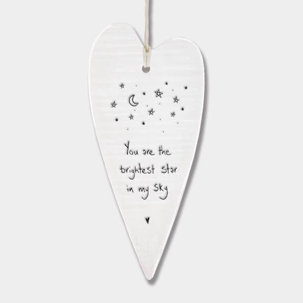 East Of India Brightest Star Elegant Porcelain Heart White