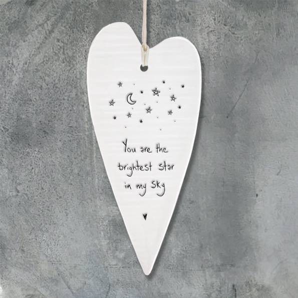 East Of India Brightest Star Elegant Porcelain Heart