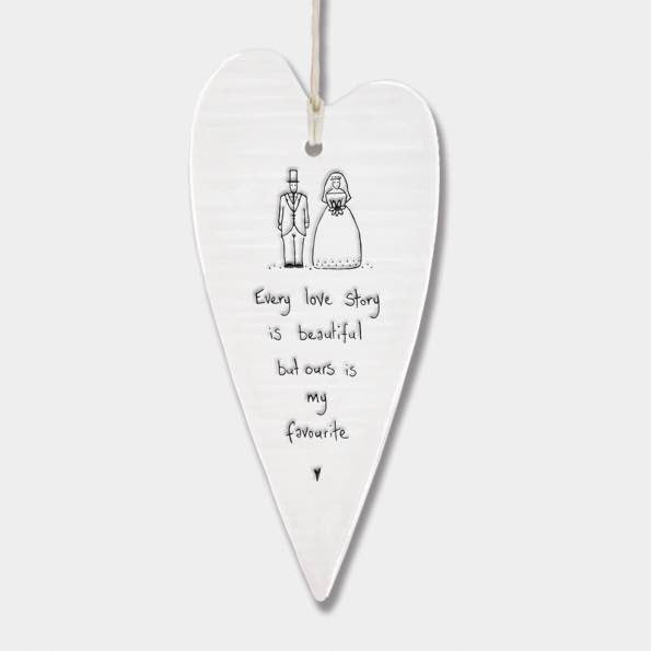 East Of India Every Love Story Elegant Porcelain Heart White