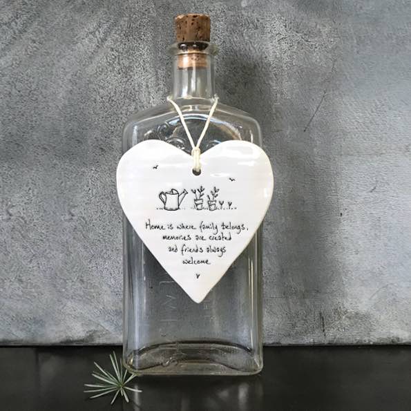 East Of India Family Belongs Porcelain Heart Hanging