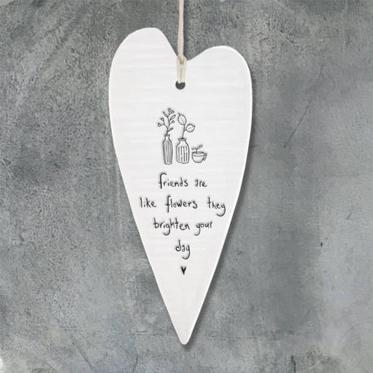 East Of India Flowers Brighten Elegant Porcelain Heart