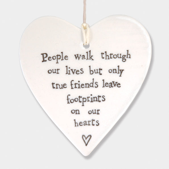 East Of India Footprints Porcelain Heart White